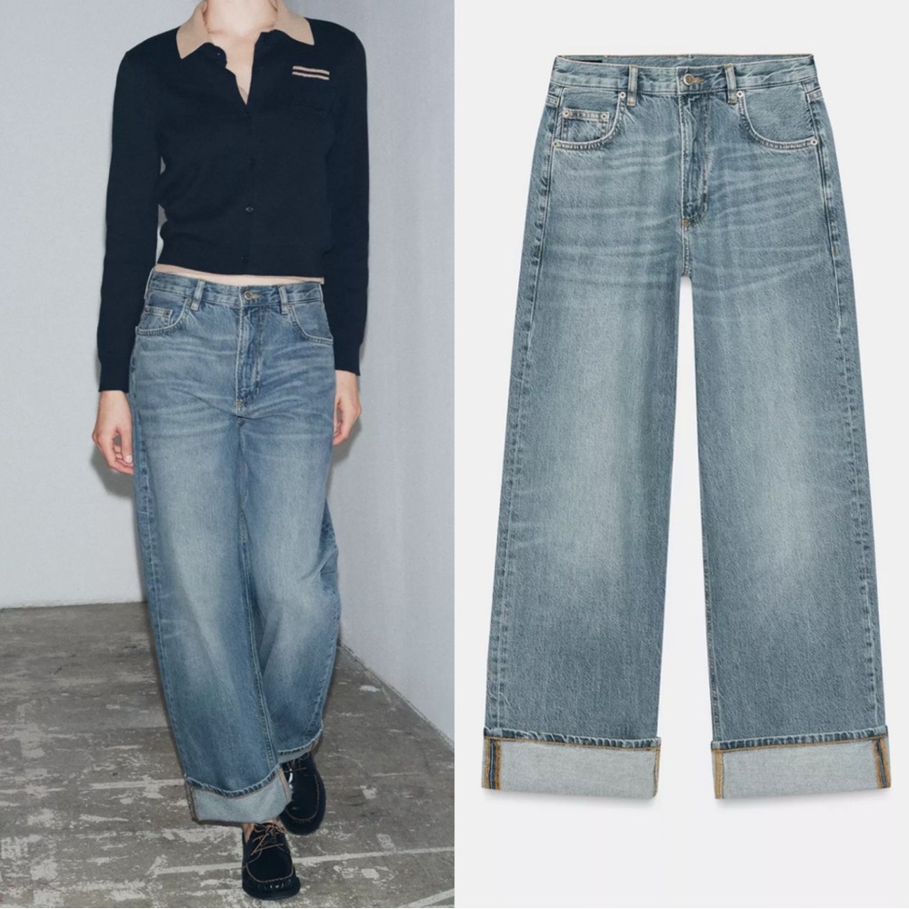 Zara ZW Collection Mid-Rise Baggy Jeans